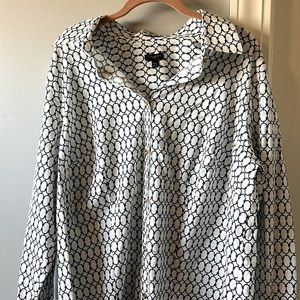 Talbots. Shirt. White/blue with gold buttons